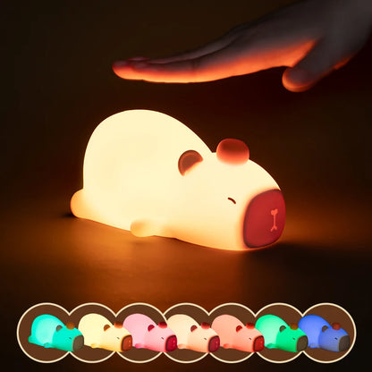 Capybara LED Night Light – Squishy & Adorable!